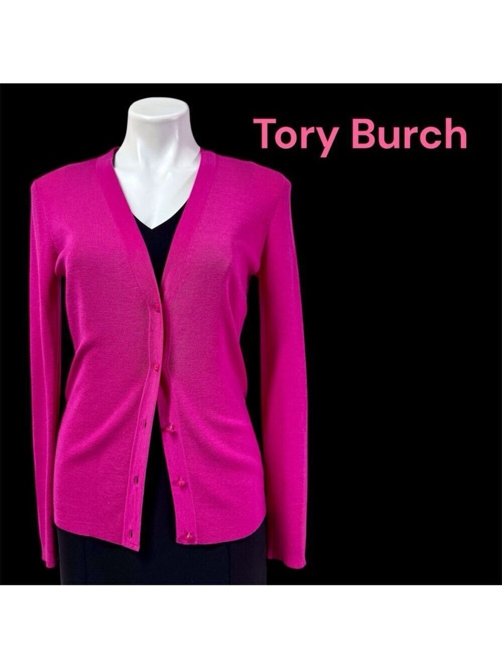 Tory Burch Wool Cardigan Sweater Pink Small